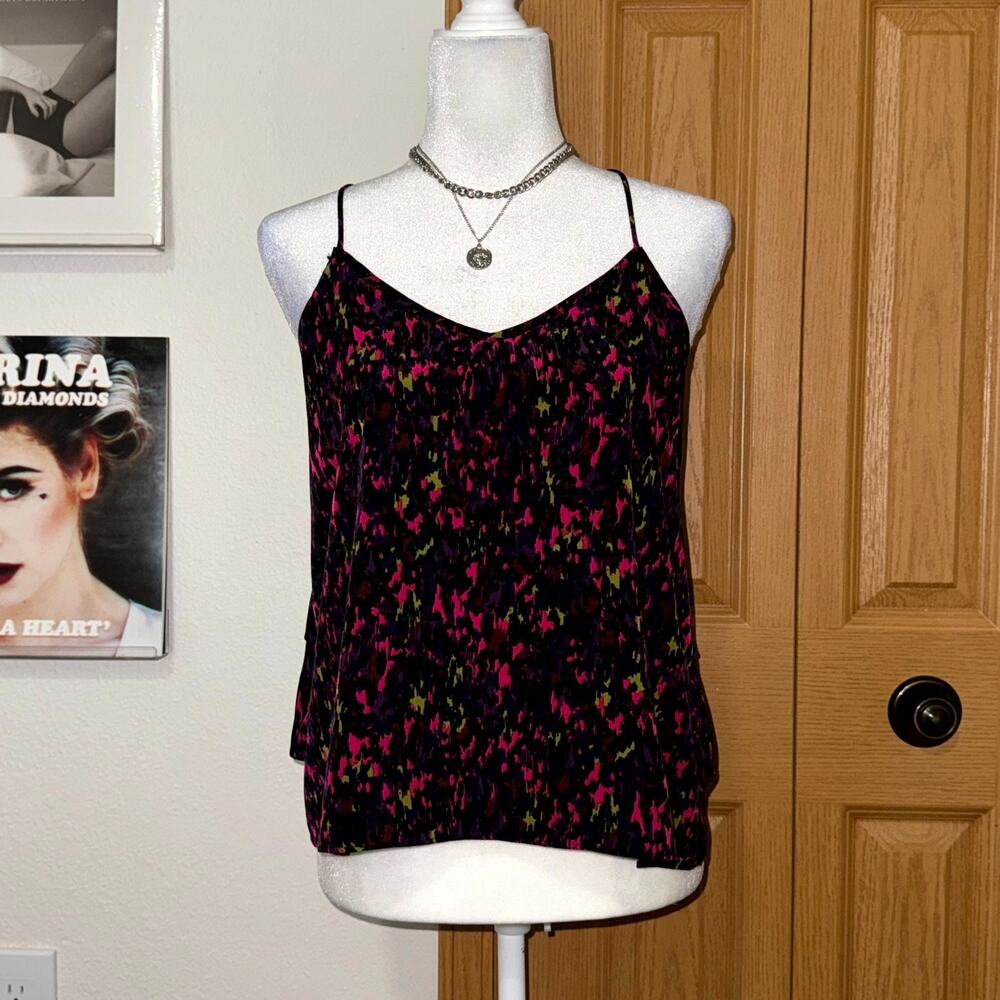 Freebird Top Women's Small Multicolor Purple Pattern Boho Casual Sleeveless Twee